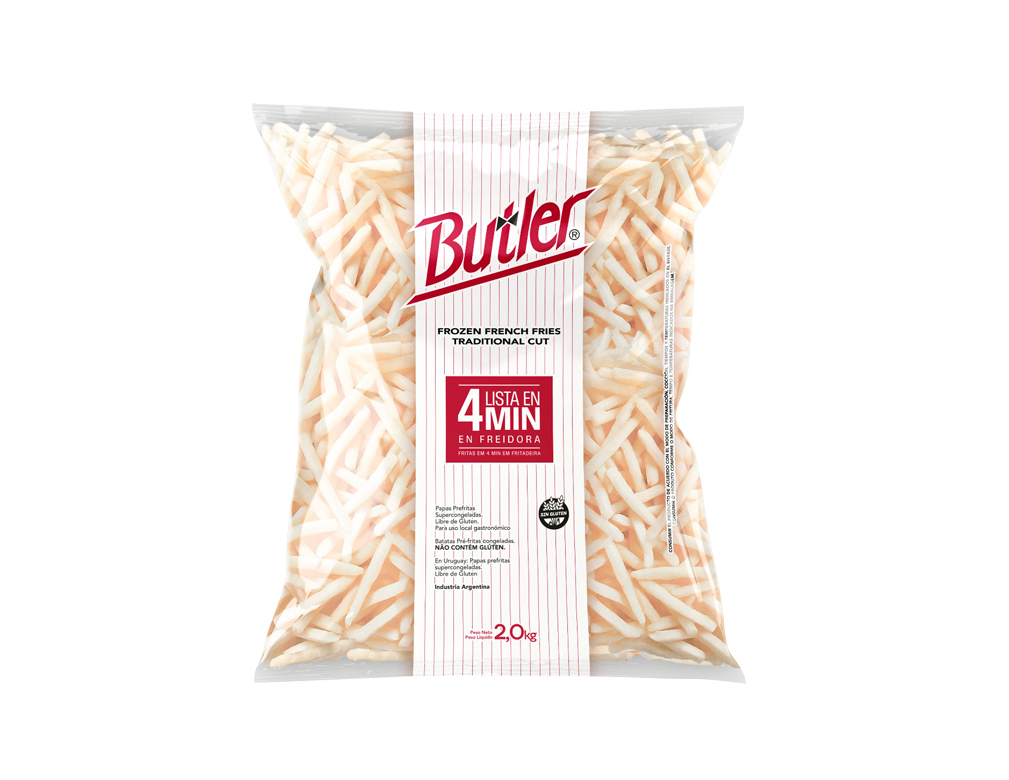 BATATA PALITO CONGELADA PRÉ FRITA 9 MM CORTE TRADICIONAL BUTLER LAMBWESTON 2 KG (CX 6 PCT)